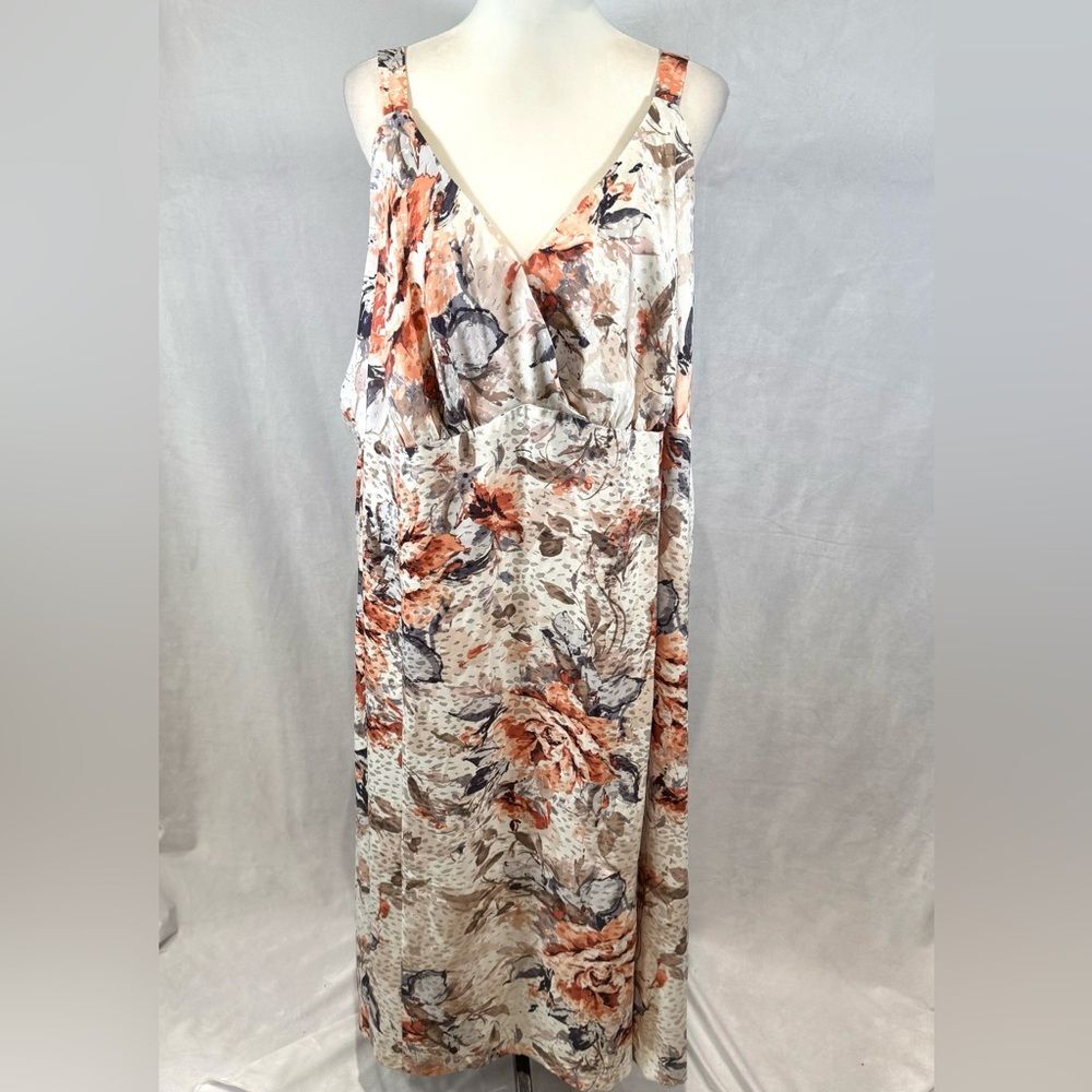 Cato beautiful pale blush satin textured floral midi dress size 26/28W NWT